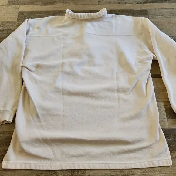 Vtg Eddie Bauer Pique Knit Polo Sweatshirt Cream 90s Gorpcore Heritage Sz XL - Picture 4 of 7